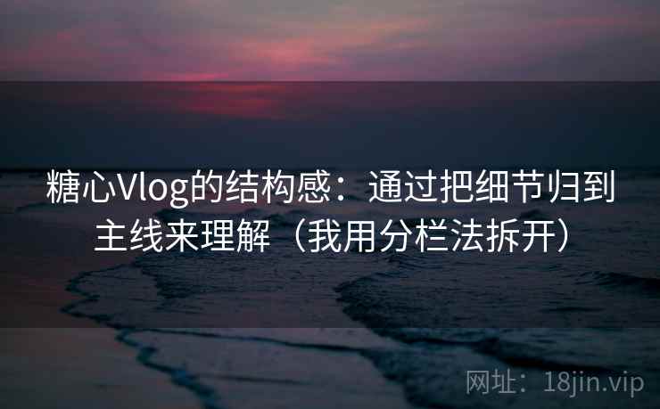 糖心Vlog的结构感:通过把细节归到主线来理解(我用分栏法拆开) 糖心Vlog的结构感:通过把细节归到主线来理解(我用分栏法拆开)