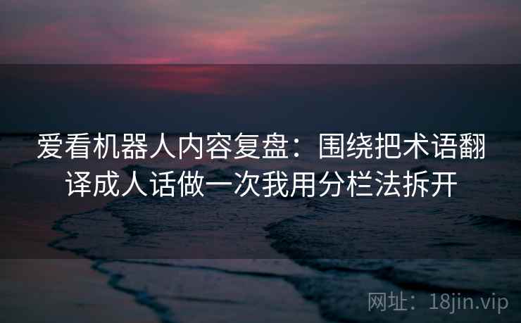 爱看机器人内容复盘：围绕把术语翻译成人话做一次我用分栏法拆开